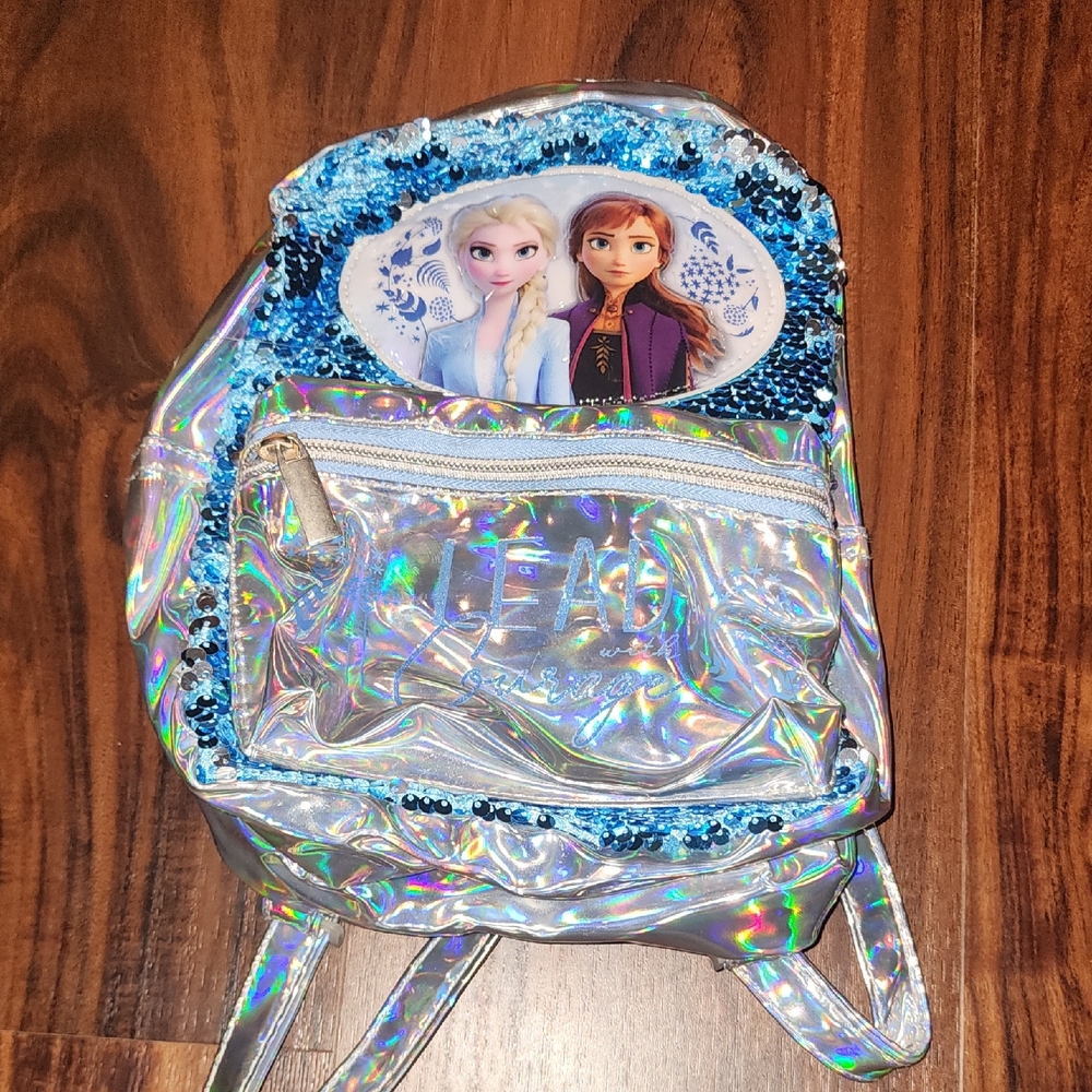 Frozen Kids Holographic Backpack - Silver and Blue